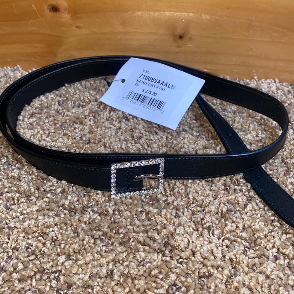 YSL STRASS BUCKLE BELT IN SMOOTH LEATHER